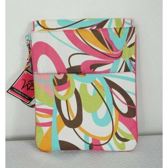 Tablet Bag Canvas Tech bag 3 pockets Multi Color Pattern Geometric New - Picture 6 of 6